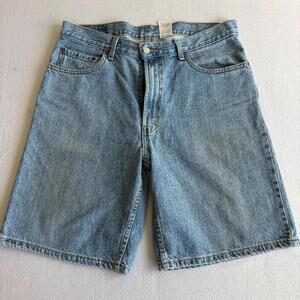 Levis 550 Mens 34 Relaxed Fit Denim Shorts Light Wash Vintage Style Mexico Worn